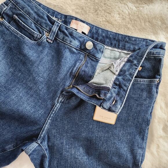 NWT Ted Baker Magolo Dark Denim High Waisted Skinny Raw Hem Jeans 32 - Picture 7 of 10